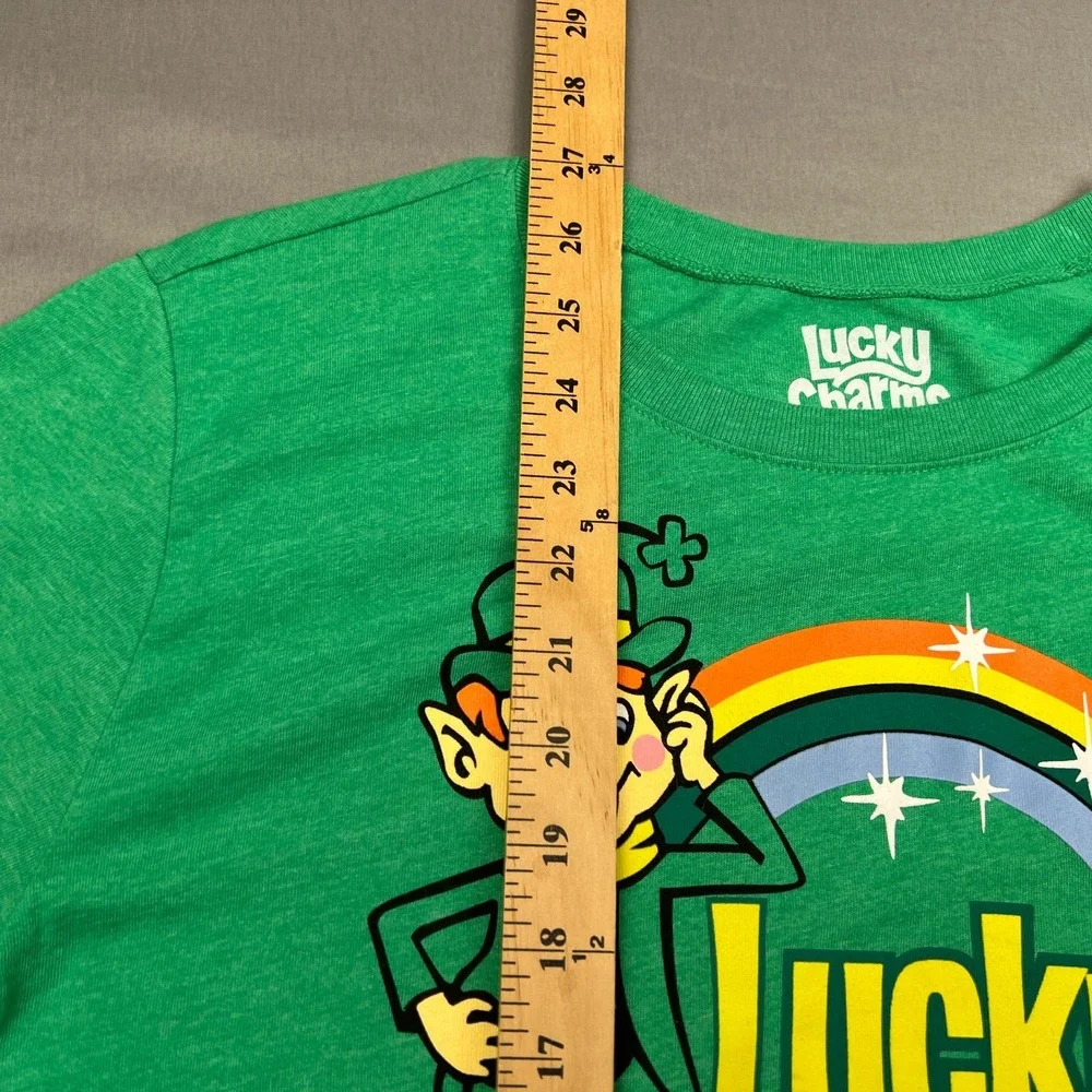 Lucky Charms Leprechaun Cereal Logo T Shirt Youth Girls 3XL Green Tee
